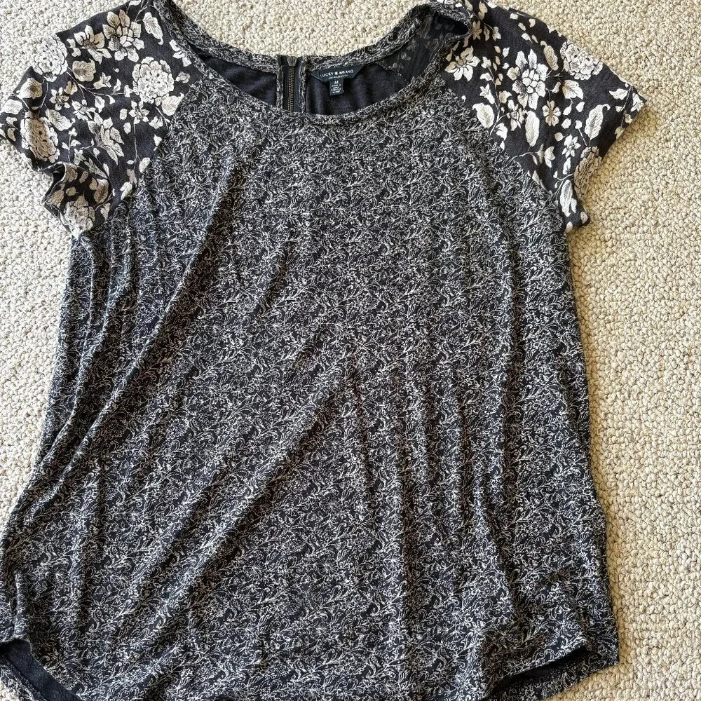 Lucky Brand Women's Top | M Boho Floral Block Peasant Festival Coquette - Picture 1 of 9